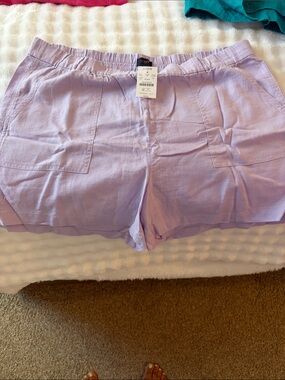 J. Crew Lavender High-Waist Linen-Blend Shorts